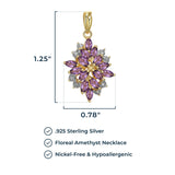 MORGAN & PAIGE 18K Yellow Gold Plated 925 Sterling Silver Diamond-Accented Gemstone Birthstone Cluster Pendant Necklace, 18"