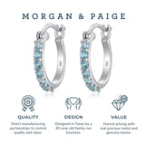 MORGAN & PAIGE Dainty 925 Sterling Silver Gemstone Birthstone Demi Fine Hoop Earrings