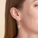 Turtle Dangle Earrings - 14k Gold-Plated Sterling Silver, Genuine Green Jade, Hypoallergenic, Elegant Gift Box Included