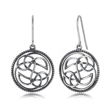 MORGAN & PAIGE .925 Sterling Silver Oxidized Celtic Knot Dangle Earrings for Women - Irish Intricate Leverback or French Wire Hook Hypoallergenic Sterling Silver Earrings, Jewelry for Her