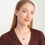 MORGAN & PAIGE 925 Sterling Silver Gemstone Birthstone and Created White Sapphire Oval Halo Pendant Necklace, 18"