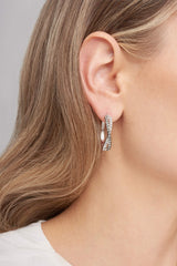 925 Sterling Silver Crystal Swirled Loop, Twisted and Crossover Drop Earrings or Hoop Earrings