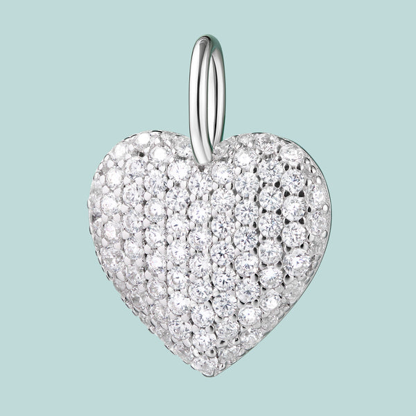 SCAMPER & CO White Heart Sterling Silver CZ Charm