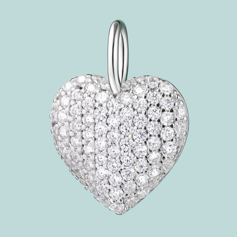 SCAMPER & CO White Heart Sterling Silver CZ Charm