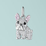 SCAMPER & CO French Bulldog Sterling Silver CZ Charm