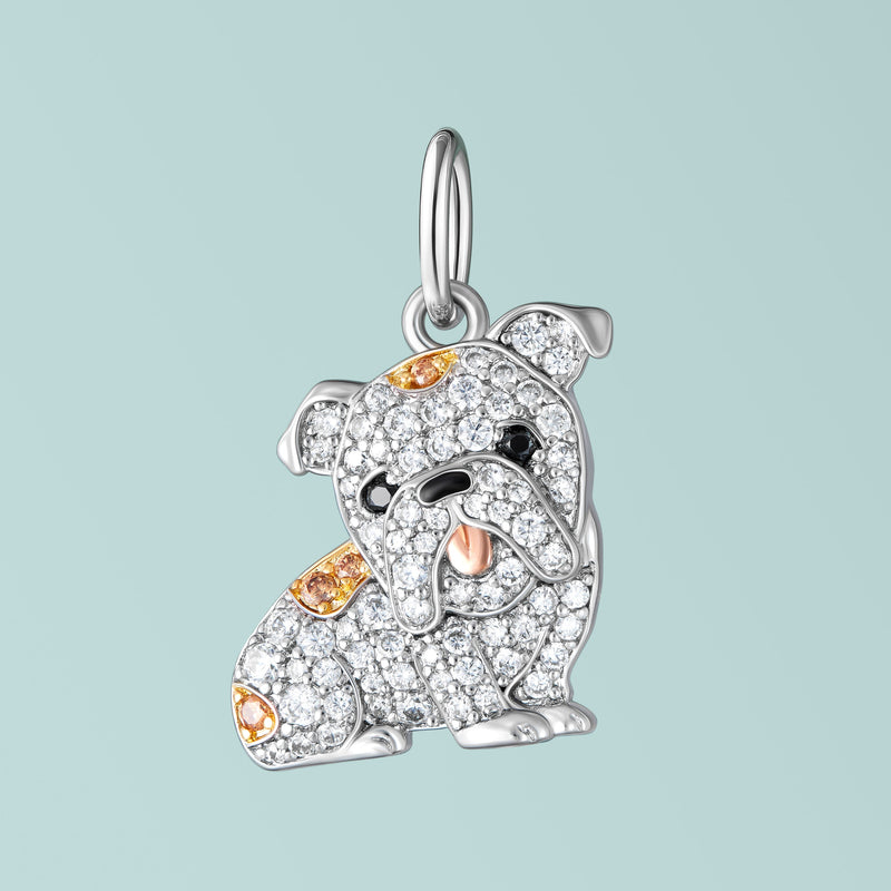 SCAMPER & CO English Bulldog Sterling Silver CZ Charm