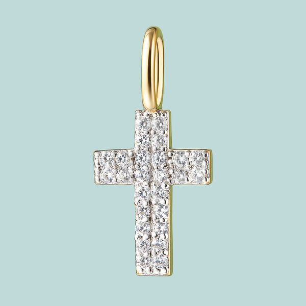 SCAMPER & CO Cross Sterling Silver CZ Charm