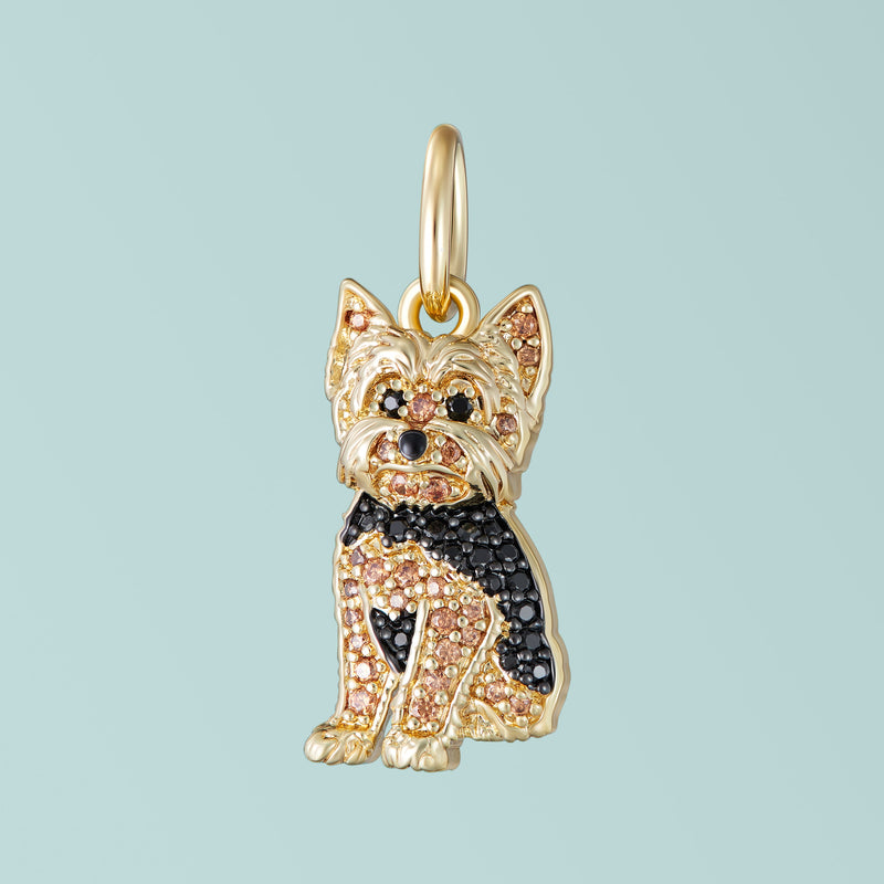 SCAMPER & CO Yorkshire Terrier Sterling Silver CZ Charm