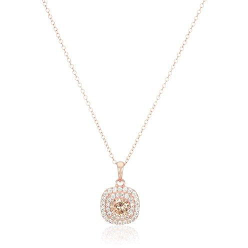 Cubic Zirconia Double Halo Pendant Necklace