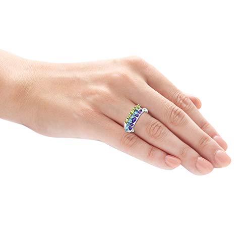 Amethyst, Blue Topaz, and Peridot Stackable 3 Ring Set