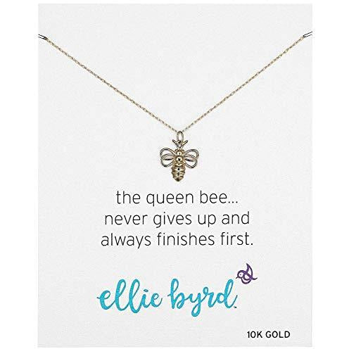 Dainty 10K Yellow Gold Bumblebee Demi Fine Delicate Pendant Necklace With 18" Rope Chain