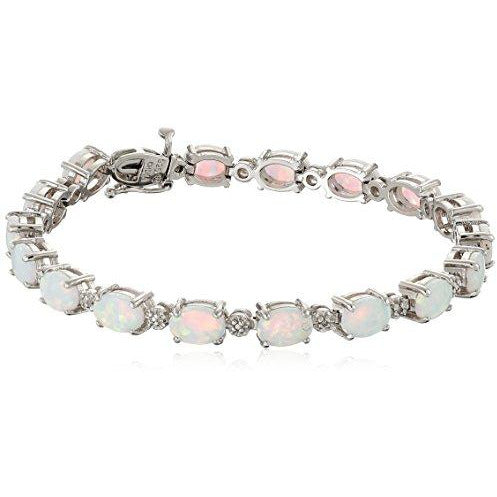 Created Opal and Diamond Accent Tennis Bracelet