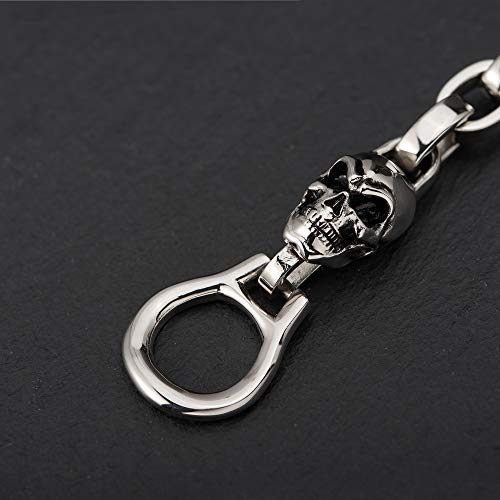 Room101 Stainless Steel Eddie Link Bracelet with Skull, 9.5"