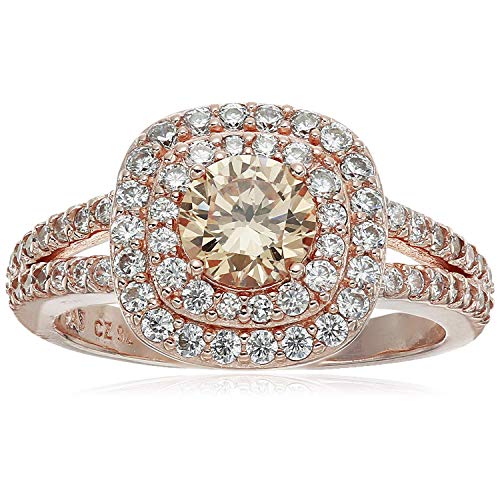 Cubic Zirconia Cushion-Shaped Double Halo Ring