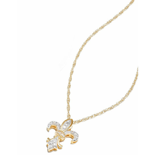 Diamond fleur de lis pendant clearance necklace